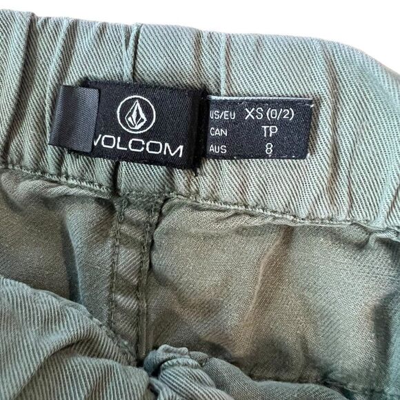 Volcom Drawstring Green Utility Cargo Jogger Pants Women Sz. XS Beach Surf Skate - Picture 3 of 10